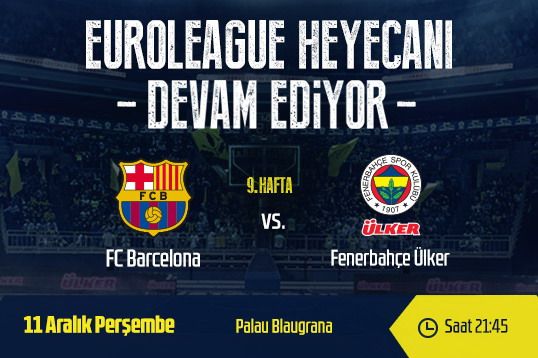 Fenerbahce Ulker Barcelona Deplasmaninda Fenerbahce Spor Kulubu